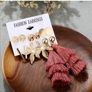 🔴SOLD - 6 Pair Set Earrings Studs and Tassel Drop